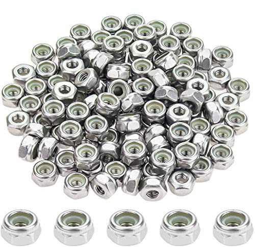120 Pieces 10#-32 Nylon Insert Hex Lock Nuts, 304 Stainless Steel - size: 10-32 (120 pcs)