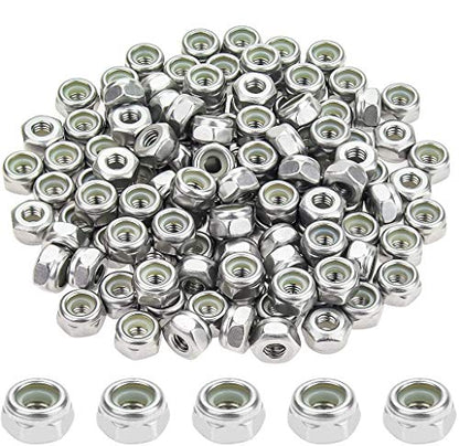 120 Pieces 10#-32 Nylon Insert Hex Lock Nuts, 304 Stainless Steel - size: 10-32 (120 pcs)