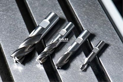 Shars 3/16" - 3/4" Uncoated Single End Mill Set 404-5910 R - size: 3/16 - 3/4", Uncoated, 20 PCS