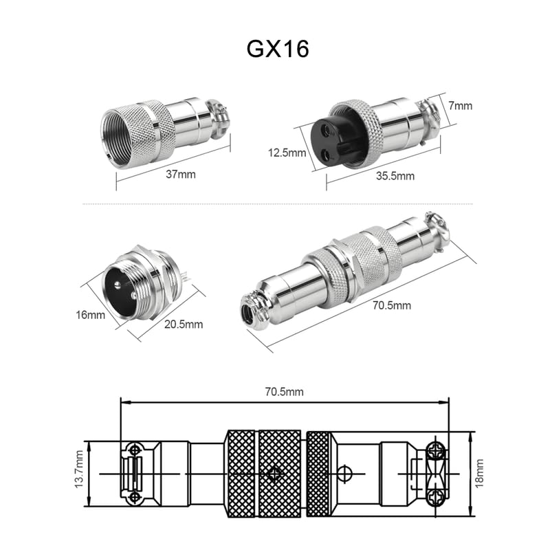 5Set GX16 6pin Male+Female Combination Aviation Plug Socket Connector,Panel Mounted Metal Circular Adapter Connector 4A/125V,16mm,Welded,for Electrical and Electronic Connections - size: 6Pin