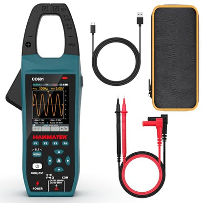 HANMATEK 3-in-1 AC/DC Clamp Meter & Oscilloscope,5MS/s High Sampling Rate,1MHz Bandwidth,600A &1000V AC/DC Current & Voltage Detection,Resistance,Capacitance,Continuity Test,NCV,Data Logging-CO601