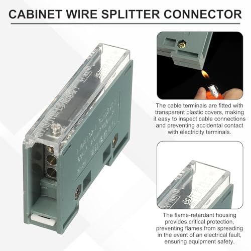 MECCANIXITY 1 in 6 Out Rail Terminal Blocks, 690V 100A Connectors Power Distribution Block with Flame-Retardant Housing for Power Distribution Cabinets 18mm Width 14-12AWG Gauge - size: 18mm 14-12AWG, style: 1 in 6 Out