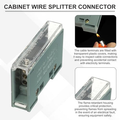 MECCANIXITY 1 in 6 Out Rail Terminal Blocks, 690V 100A Connectors Power Distribution Block with Flame-Retardant Housing for Power Distribution Cabinets 18mm Width 14-12AWG Gauge - size: 18mm 14-12AWG, style: 1 in 6 Out