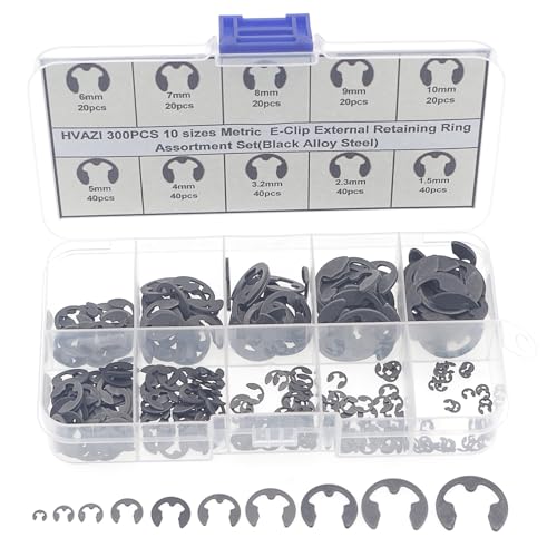 300PCS DIN 6799 Metric 1.5-10mm E-Clip External Retaining Ring Kit