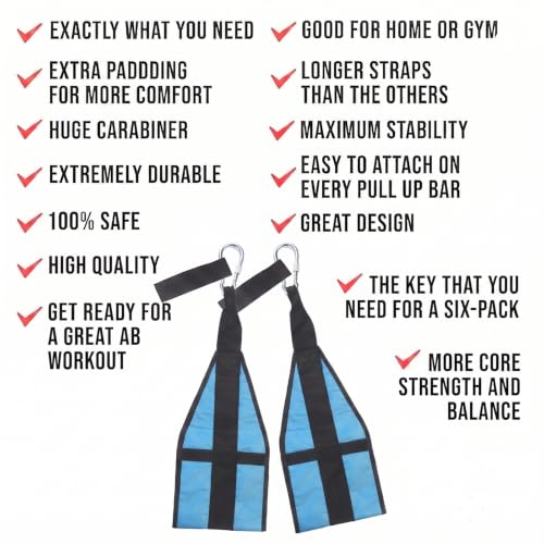 Hanging Ab Straps for Pull Up Bar,Gym Ab Sling Straps for Arm Pull up Workout Support for Training Knee and Leg Raises - color: Blue