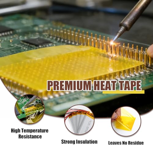 High Temperature Heat Resistant Polyimide Tape 2 inch x 33m (108ft), Heat Vinyl Thermal Sublimation Press Tape No Residue for 3D Printing, Masking, Soldering Circuit Board