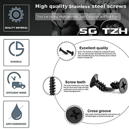 #4 x 1/2" Wood Screw 1000Pcs 18-8 (304) Stainless Steel Screws Flat Head Phillips Fast Self Tapping Drywall Screws Black Oxide by SG TZH - size: #4 x 1/2"-1000Pcs