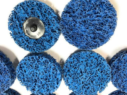 SIGNI Poly Strip Abrasive Surface Conditioning Quick Change Rolok Disc for Quick Paint, Rust, and Oxidation Removal - 3 Inch Diameter - Ideal for Automotive, Metalworking, and DIY （Blue,10 pcs - size: 3 inch