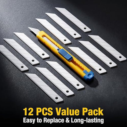 9mm Ceramic Utility Knife Blades Refills, 12 Pack - 30 Degree Snap Off Replacement Blades for Box Cutters, Never Rusts, Non-Magnetic, Non-Conductive Craft Knife Blade - color: 9mm/30 Degrees