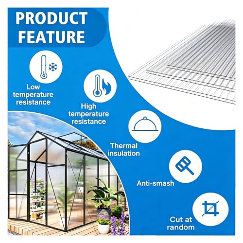 6 PCS 48×24×0.24in Polycarbonate Greenhouse Panels Twin-Wall - size: 48×24×0.24in