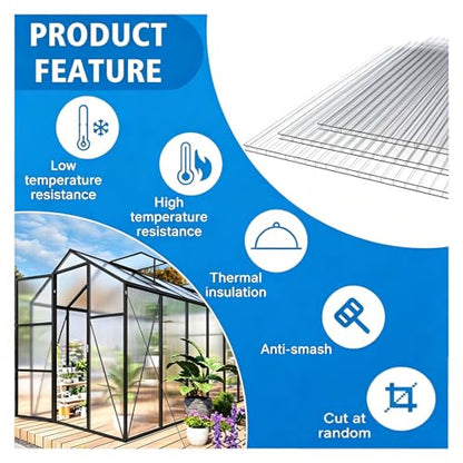 6 PCS 48×24×0.24in Polycarbonate Greenhouse Panels Twin-Wall - size: 48×24×0.24in
