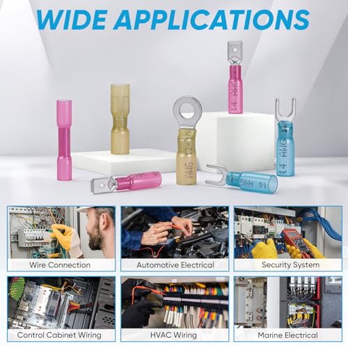 TICONN 400 Pcs Heat Shrink Wire Connectors, Marine Crimp Ring Terminal Kit - style: 400PCS Combo