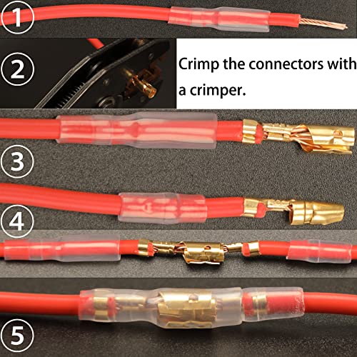Feggizuli 400PCS 3.9mm Bullet Connectors Male and Female, Brass Bullet Terminal Connectors with Insulation Sleeve, Crimp Terminal Connectors Automotive Electrical Connectors Motorcycle Connector Kit - size: 400pcs