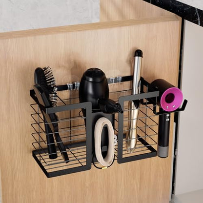 FUNKYLEE 3-in-1 Universal Hair Tool Organizer Wall Mount, Black - color: Black