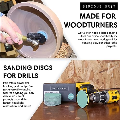 Serious Grit - 3-Inch P120 Grit Hook & Loop Sanding Discs - 50 Pack - style: 120 Grit