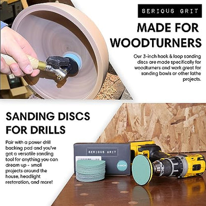 Serious Grit - 3-Inch P120 Grit Hook & Loop Sanding Discs - 50 Pack - style: 120 Grit