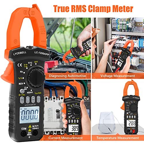 6000 Counts Clamp Meter & Bluetooth APP, Digital AC DC Volt Current Meter