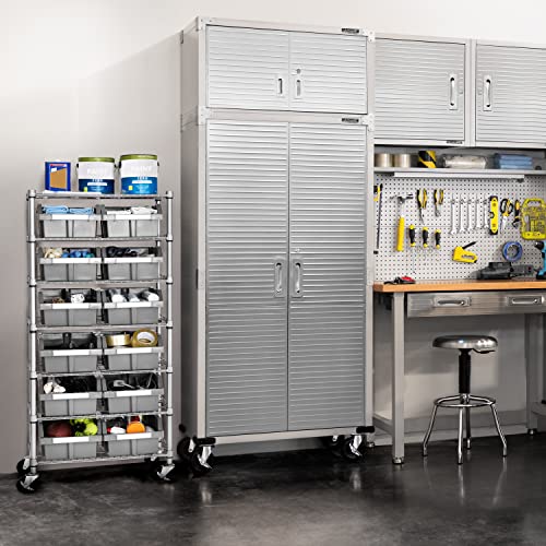 7-Tier NSF 12-Bin Steel Wire Shelving Rack, 25"W x 14"D x 56"H, Gray - color: Gray, size: Includes 12 Bins