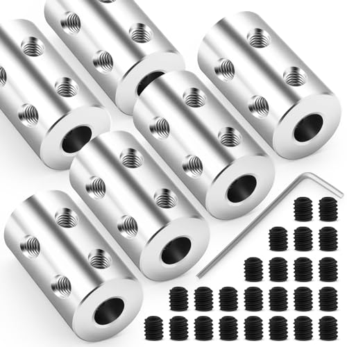 6pcs 6mm to 6mm Steel Shaft Coupling Joint Connector, Rigid Coupling Set Screw, Motor Shaft Connector for Motor Accessories - size: 6mm to 6mm