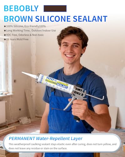 Silicone Caulk & Sealant Brown, 100% Waterproof Silicone Sealant, Shrink & Crack Proof, Silicone Caulking for Kitchen, Bathroom, RV, Interior & Exterior Use, 10.2 FL. OZ/300ML, 1 Pack - color: Brown, size: 1 Pack