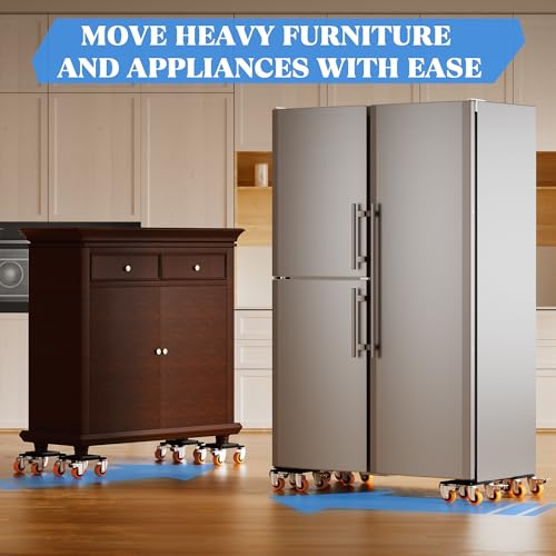 Furniture Movers with Wheels, Upgraded Guardrails for No Slips, Heavy Duty Furniture Dolly, Furniture Sliders with Wheels, Furniture Lifter Tool Included (Orange, 6.3" × 6.3" Pro Max) - size: 6.3" × 6.3" Pro Max