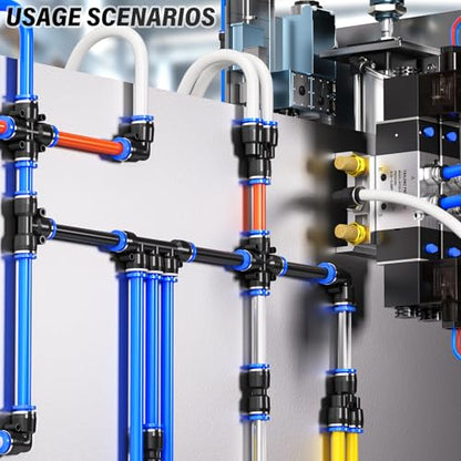 TAILONZ PNEUMATIC 1/4"3/8"1/2"1/8" Push to Connect Fittings Air Hose Fittings,Threaded Connection Kits, Suitable for Nylon Tube PU Tube Air Tube and Other Connection Kits（Pack of 98） - color: Blue, size: 1/4"3/8"1/2"1/8"OD/98PCS