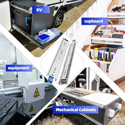 SLIDEWAY 260 Lbs Locking Heavy Duty Drawer Slides 18" Full Extension Rails - color: W:53mm-260LBS(with lock), size: 18 Inch