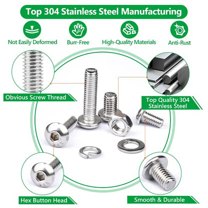 1440PCS Metric Screw Aassortment Kit, Stainless Steel M2 M3 M4 M5 Bolts - size: SS M2 M3 M4 M5 1440pcs 2