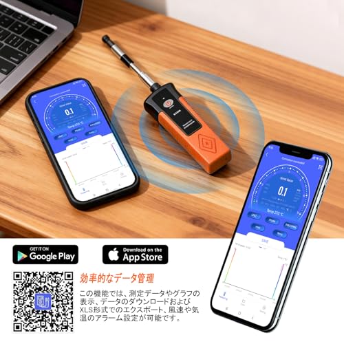 Hotwire Anemometer for HVAC in-Duct Airflow,Air Velocity and Temperature,CFM Wind Speed Meter with Extendable up to 25" Telescopic Shaft-with Bluetooth and App Operation