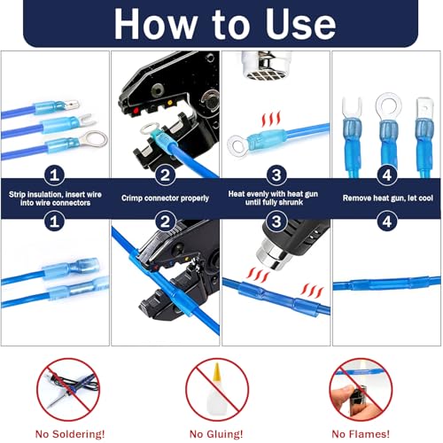 ZQZ 295Pcs Heat Shrink Marine Wire Connectors Assortment Kit, Waterproof - size: Heat Shrink