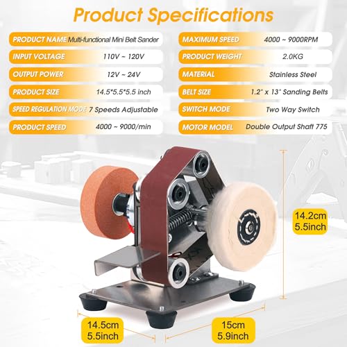 Mini Belt Sander for Knife Making, 3 IN 1 Electric Power Bench Belt Sanders - style: Multi-functional Belt Sander