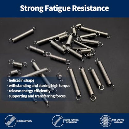 19 Sizes Mechanical Spring Assortment Set W Case, Stainless Steel 45/90/120 Degree Torsion Spring and Extension Springs with Dual Hook Ends for Hobby Crafting, Home Repairs & DIY Woodworking