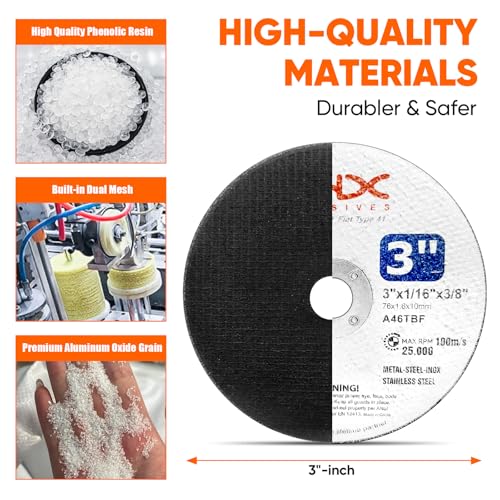 THX 3 Inch Cut Off Wheel,Long-Lasting Thin Cutting Wheel,60 Pack - size: 3" x 0.0625" x 3/8"