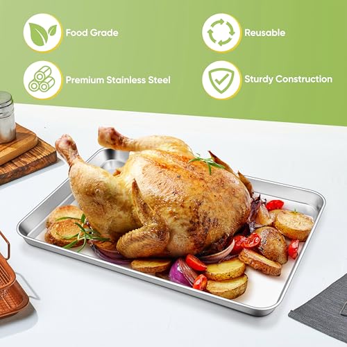 TeamFar Stainless Steel Baking Sheet, 20" x 14" x 1" Large Baking Sheet Pan - size: 19.6" x 13.75" x 1.3"