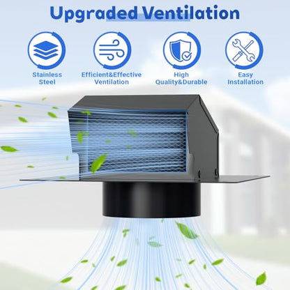 6 Inch Roof Vent Cap Kit with Damper, Stainless Steel