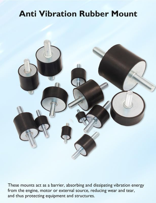 EASYEAH M10 Rubber Vibration Isolator Mounts Double Stud Shock Absorber - size: VV-M10x28-50x20