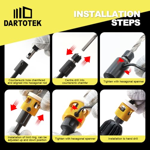 Countersink Drill Bit Set，with Low Friction Depth Stop, HSS M2 Counter Sink Drill Bit for US Wood Screw, 1/8" 9/64" 5/32" 11/64" 3/16" 82° Counter-Bore,Adjustable Depth Countersink Drill Bit - size: 1set/5pcs