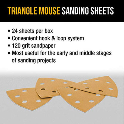 Dura-Gold Premium Triangle Mouse Sanding Sheets - 120 Grit (Box of 24) - 6 - size: 120-Grit