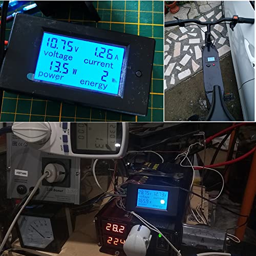 KETOTEK Amp Volt Watt Kwh Meter Tester Panel Digital 4 in 1 Ammeter Voltmeter Multimeter 12V DC 6.5-100V 20A, Voltage Current Power Energy Usage Monitor LCD Display Car Motorbike Solar - style: DC 20A Meter