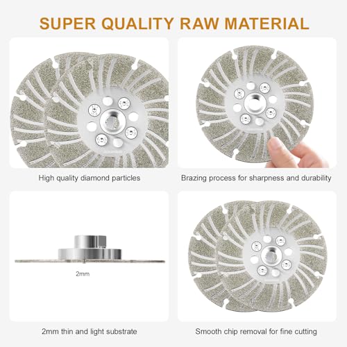 Angle Grinder Diamond Cutting Wheel - electroplated Diamond Blade for Metal, Steel, Concrete, Stone, Tile - 4 1/2, 5, 6 inch Wet/Dry Grinding Wheel (with Flange, 4) - color: With flange, size: 4