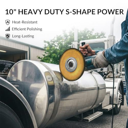 10" S-Shape Airway Buffing Wheel with One-Piece Hub（Medium） - color: Medium Polishing