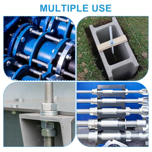 PATIKIL 1/2"-13 UNC 304 Stainless Steel Fully Threaded Rod, 10Pcs 2" Length Long Threaded Screw Right Hand Threads All Threaded Rod Studs for Anchoring Bolt, Clamps, Hangers and U-Bolts - size: 1/2"-13 x 2"