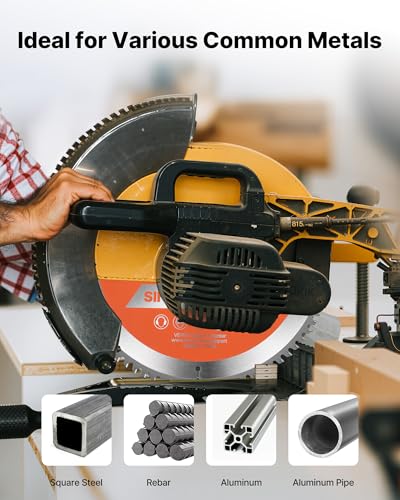 VEVOR Circular Saw Blade, 10 inch Diameter, 80 Sharp Alloy Teeth, 5/8 inch Arbor, Fine Finish, Aluminum Cutting Blade for Circular Saw, with Noise-Reducing Heat Vents, for Cutting Steel and Metal - size: 10" & 80T