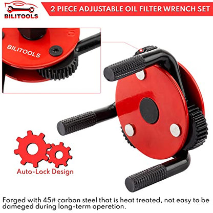 BILITOOLS Universal Adjustable 3-Jaw Oil Filter Wrench, 1/2-Inch Drive