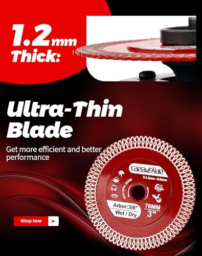 Casaverde 2 Pcs of 3"/76mm Diamond Blade with 3/8" Arbor for Cutting Ceramic Tile,Stone Tile - size: 3 inch [S] (2 pc)
