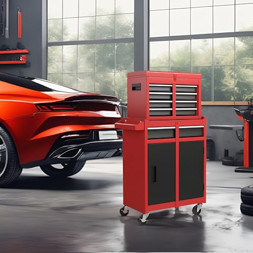 5-Drawer Rolling Tool Chest with Detachable Top Toolbox - color: Red, style: 5 drawer-detachable
