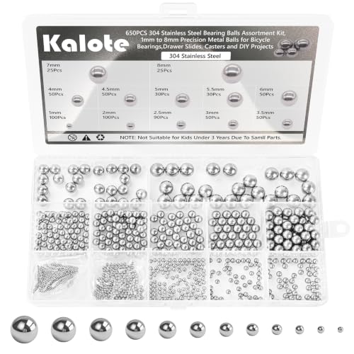 650 Pcs 304 Stainless Steel Bearing Balls Kit, 1mm-8mm Sizes - size: 650PCS 1mm-8mm