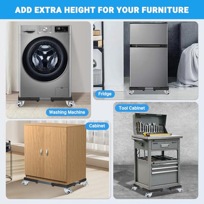 Nefish Upgraded Washing Machine Dolly with Wheels Heavy Duty 21-28 Inch Stainless Steel Appliance Roller 1000 Lbs Furniture Cart with Wheel Flat Dollies for Washer and Dyer, Fridge, Cabinet, Boxes - color: Black
