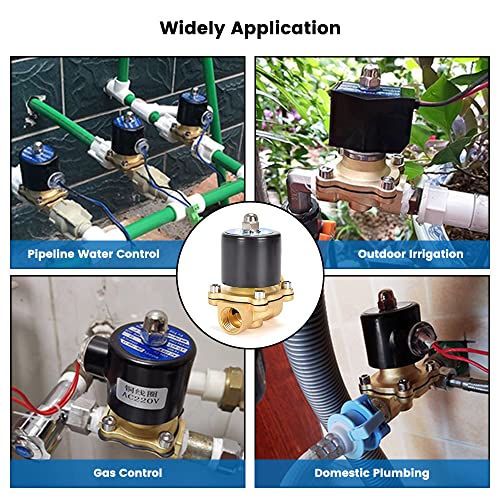 Brass Electric Solenoid Valve 12V 1/2"（inch） Pneumatic Air Valve Normally Colsed for Water Air Gas Fuel Oil - size: 1/2"-12V
