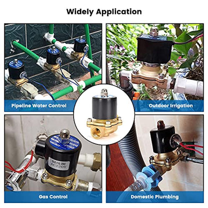 Brass Electric Solenoid Valve 12V 1/2"（inch） Pneumatic Air Valve Normally Colsed for Water Air Gas Fuel Oil - size: 1/2"-12V